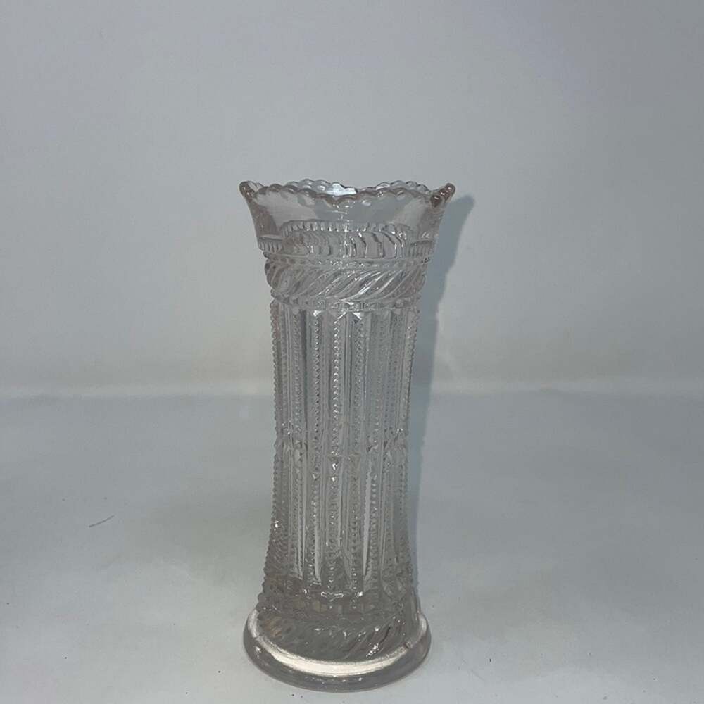 Vintage Early American Pressed Glass Strigil vase Tarentum Glass Co